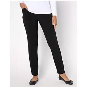 Susan Graver Weekend Cavalry Twill Knit Slim BLACK Pants Womens 2XSP XXS Petite